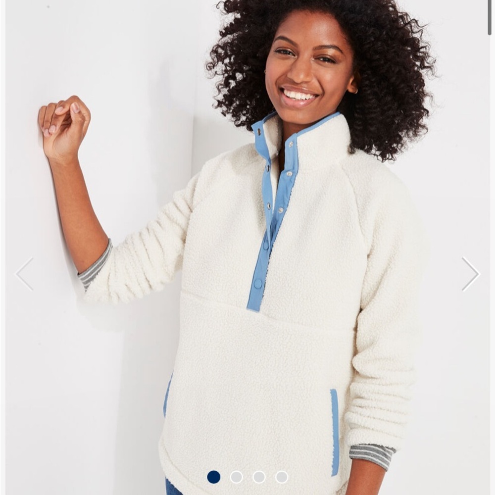 Vineyard Vines Cream and Blue Teddy Jacket